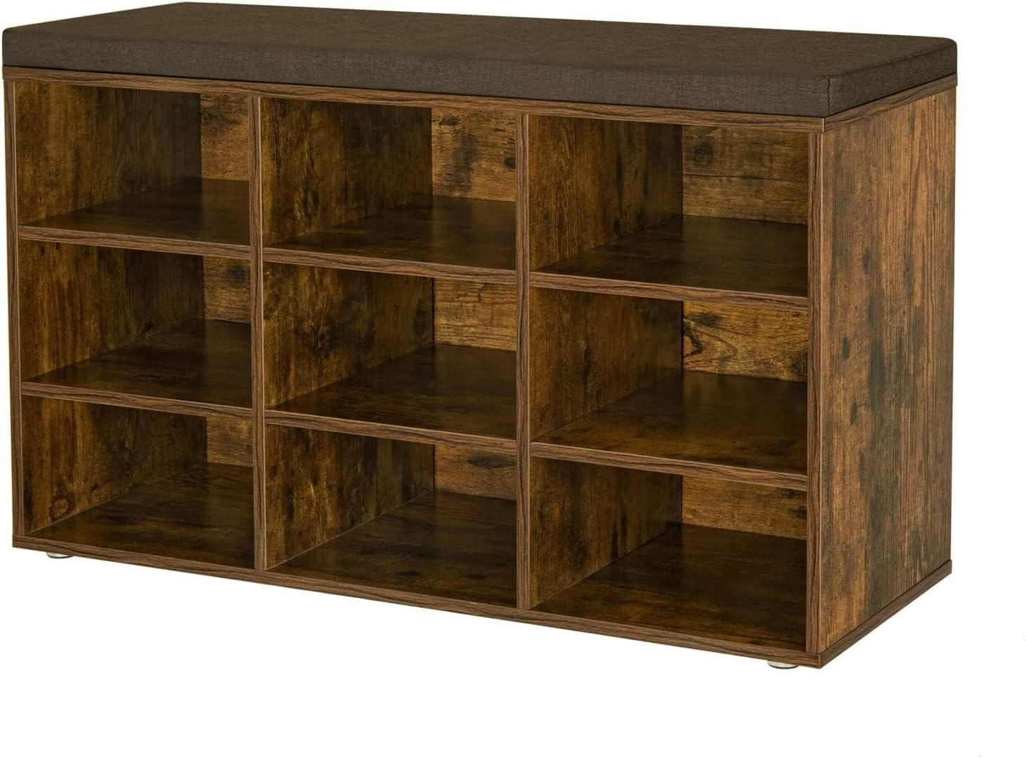 Schuhbank mit Sitzbank, 9 Fächern, 48x78.5x30cm