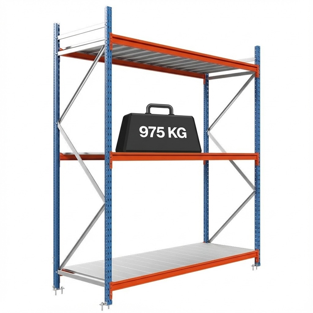 Weitspannregal mit Metallböden