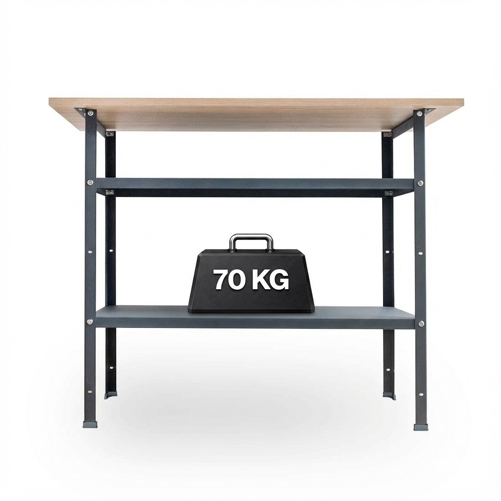 Werkbank aus Stahl mit Ablagefach 120x92x60cm