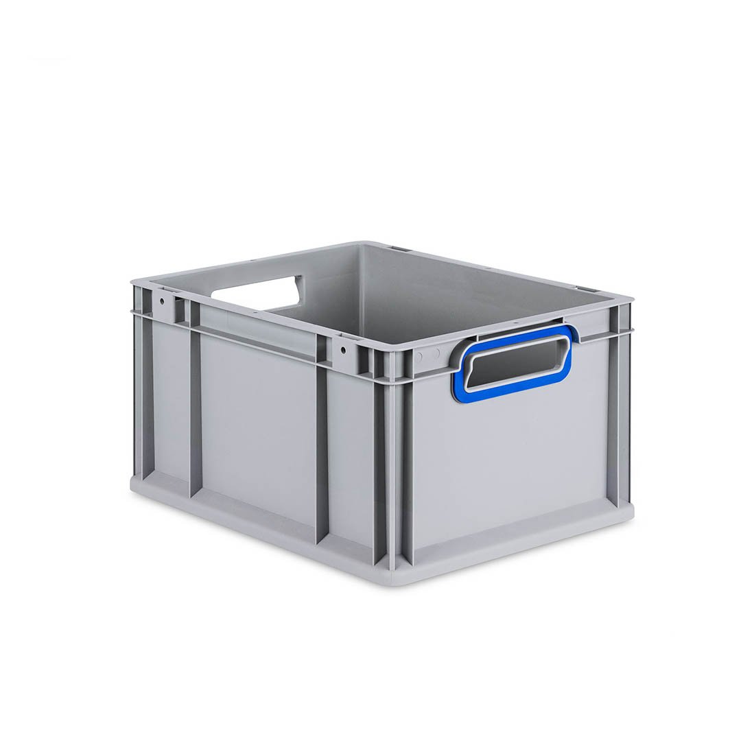 8er Set - Eurobox Next Gen 2.0 - Stapelbehälter mit offenen Griffen - Blau - 400 x 300 x 220 mm