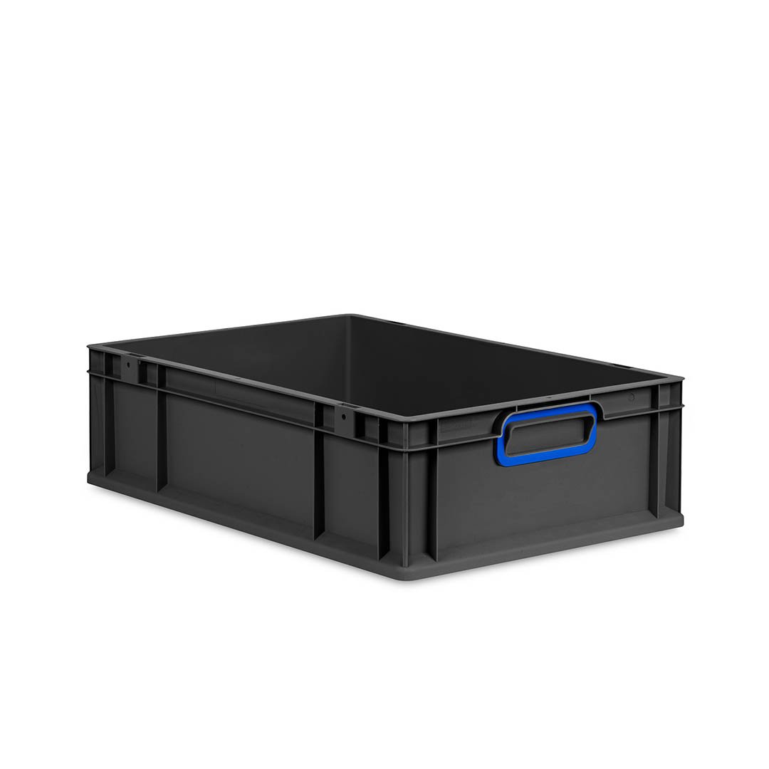 5er Set - Eurobox Next Gen 2.0 Cycle - Stapelbehälter mit geschlossenen Griffen - Blau - 600 x 400 x 170 mm - Anthrazit