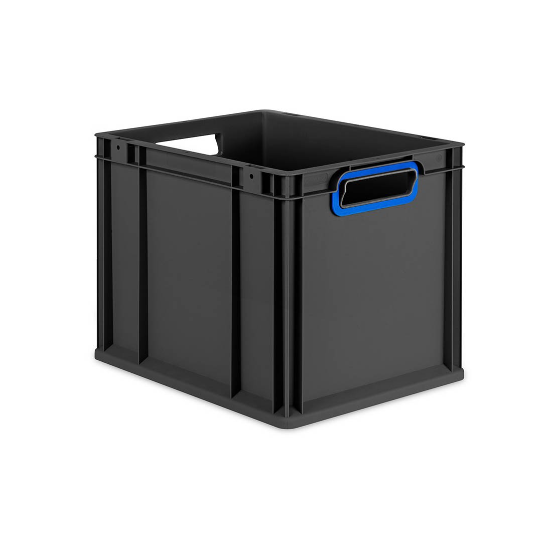 4er Set - Eurobox Next Gen 2.0 Cycle - Stapelbehälter mit offenen Griffen - Blau - 400 x 300 x 320 mm - Anthrazit