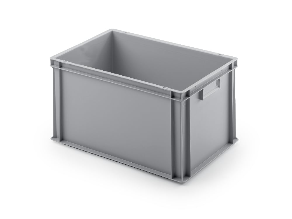 3er Set - UNISTA Eurobehälter mit geschlossenen Griffen 64-320 - grau