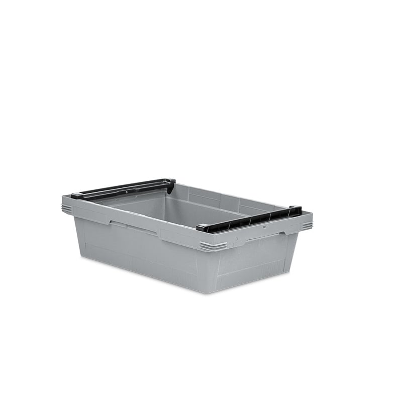 10er Set - Konischer Mehrwegbehälter mit Stapelgriff 64-173 - grau