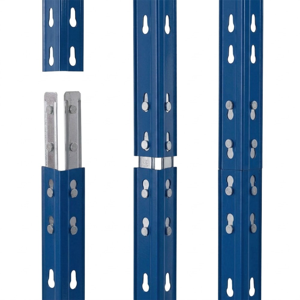 Schwerlastregal RIVET PRO 252x90x60 Spanplatte 7 Ebenen Blau-Orange
