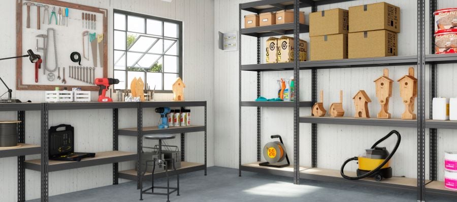 Schwerlastregal RIVET mit HDF-Platten