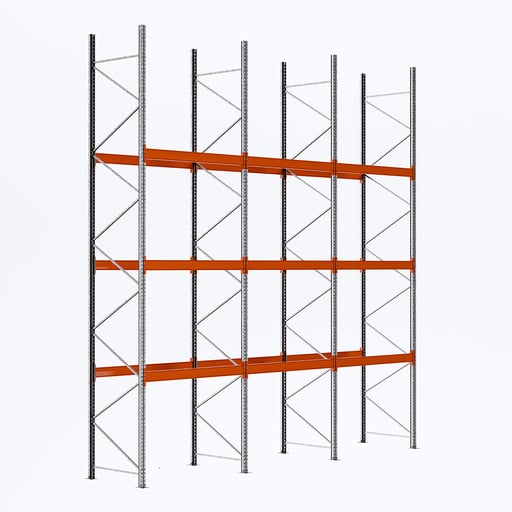 Palettenregal Grundregal, 3 Felder, Ebenen & Maße konfigurierbar