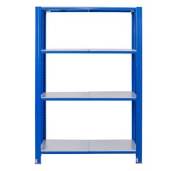 Bezskrutkový kovový regál 250x120x30cm T profil, 4 police