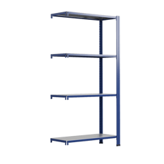 Bezšroubové kovové regál přídavný modul 250x60x30cm T profil, 4 police