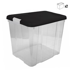 Plastový úložný box s víkem EKO 35L, 2 ks