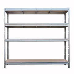 Kovový regál BULLRACK RIVET, 200x210x60 cm, 4x DTD polica, 600 kg na policu, zinok