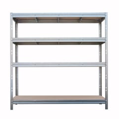 Kovový regál BULLRACK RIVET, 200x200x60 cm, 4x DTD polica, 450 kg na policu, zinok
