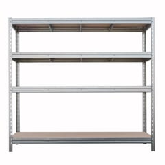 Schwerlastregal BULLRACK RIVET 200x200x60 cm mit 4 DTD-Platten, je 600kg Traglast, Zink