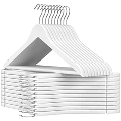 Holzkleiderbügel mit Rutschfestem Steg, 10er Set x 23x44.5x1.2cm, Natur