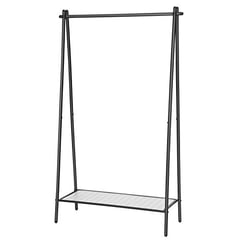 Kleiderständer mit Kleiderstange, Ablage, Schwarz, 153x92.5x33.5cm