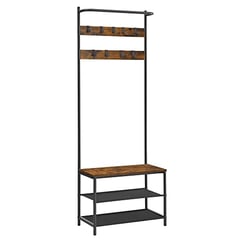Garderobenständer mit Sitzbank, Schwarz-Retro, 180x64x32.2cm