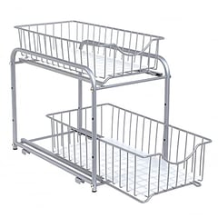 Küchenorganizer, 2 Schubladen, Stapelbar, Silber, 31.5x21x36.5cm