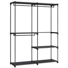 Offener Kleiderschrank mit 3 Hängefächern, Schwarz, 182x138x43cm