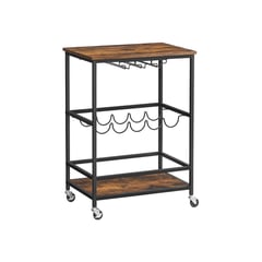 Servierwagen, Vintagebraun-Schwarz, 75x60x40cm