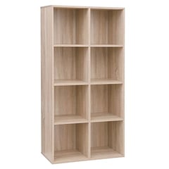 Wohnzimmerregal, 8 Fächer, Holzoptik, 129.5x65.5x30cm