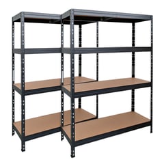 Master Regale 2er-Set RIVET Schwerlastregal mit HDF-Platte 180x120x45cm (HxBxT) 4 Böde, 250 kg pro Boden anthrazitgrau. Steckregal Metallregal Kellerregal Lagerregal Werkstattregal Garagenregal Industrieregal