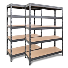 Master Regale Schwerlastregal, 2er Set, RIVET System mit Holzfaserplatten, 180x120x45cm, 5 verstellbare Böden, Traglast 250 kg/Boden, anthrazitgrau