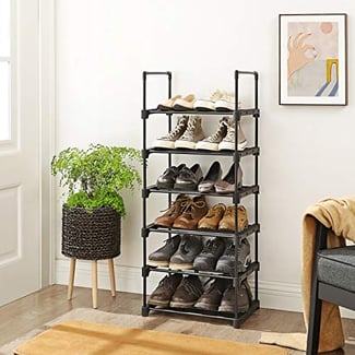 Schuhregal aus Metall, Schwarz, 106x45x30cm - Hover