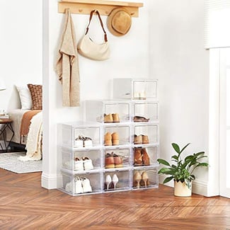 Schuhboxen Set, 6 Stück, Stapelbar, Tür, 19x27x34.5cm - Hover