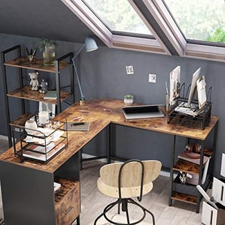 Eckschreibtisch, Mit Schrank und Hängeregistratur, 75x137x150cm - Hover