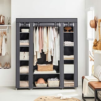 XXL Stoffschrank, Kleiderstange, 3 Rollo-Türen, 175x150x45cm - Hover
