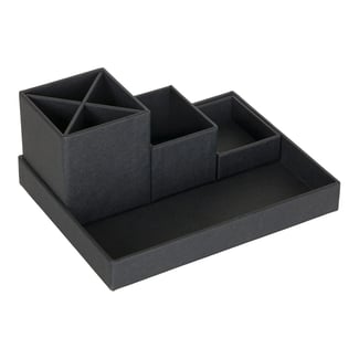 Schreibtisch Organizer aus recycelten Faserkarton LENA 11x18x23 cm, schwarz - Hover