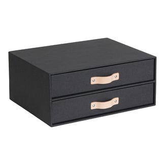 Schubladenbox aus recycelten Faserkarton BIRGER 14x33x25cm, schwarz - Hover