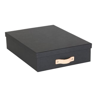 A4 Dokumentenbox aus recycelten Faserkarton OSKAR, 8x26x35 cm, schwarz - Hover