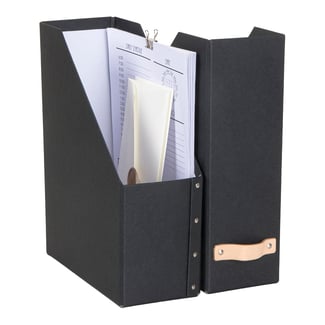 Stehsammler aus recycelten Faserkarton WILLIAM , 2 Stk., 31x11x24 cm, schwarz - Hover