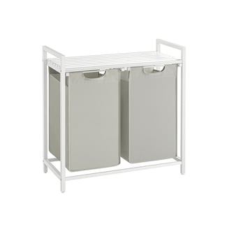 Wäschekorb 2 x 46 L mit 1 Ablage weiß 72x73x33 - Hover