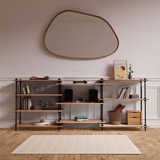Kovové regály v industriálním stylu DECO s 10 policemi, 92,5x235x35 cm - Hover