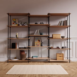Kovové regály v industriálním stylu DECO s 15 policemi, 185x235x35 cm - Hover
