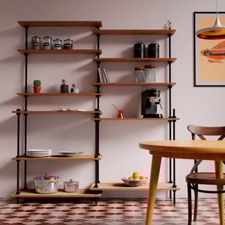Kuchyňský regál v industriálním designu, 185x160x35/17,5 cm - Hover