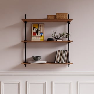Nástěnný regál DECO s 3 policemi, 92,5x85x17,5 cm - Hover
