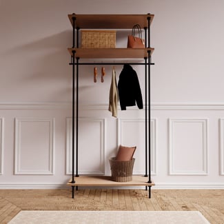 Otevřená šatní skříň v industriálním designu DECO, 185x85x35 cm - Hover