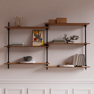Nástěnný regál DECO s 6 policemi, 92,5x160x17,5 cm - Hover
