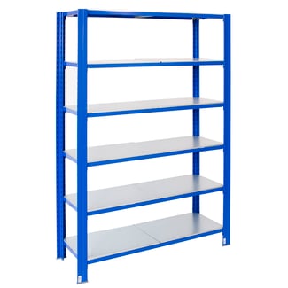 Bezšroubové kovové regál 200x120x30cm T profil, 6 polic