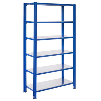 Bezšroubové kovové regál 250x80x30cm T profil, 6 polic