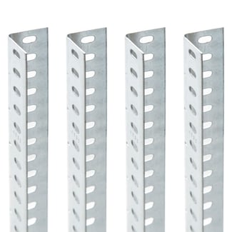 4x Stojiny L pro šroubové kovové regály 250x3,5x3,5 cm