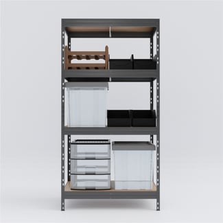 Schwerlastregal RIVET 180x90x45cm, 4 HDF-Platten mit Zubehör