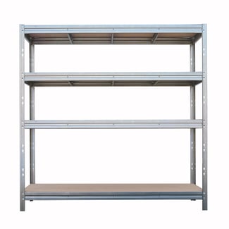 Schwerlastregal BULLRACK RIVET 200x200x70 cm mit 4 DTD-Platten, je 600 kg Traglast, Zink