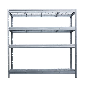 Kovový regál BULLRACK RIVET, 200x180x60 cm, 4x sieťová drôtená polica, 600 kg na policu, zinok