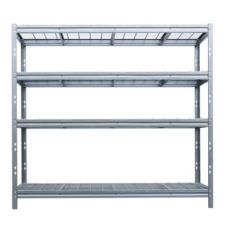 Kovový regál BULLRACK RIVET, 200x210x60 cm, 4x síťovaná drátěná police, 600 kg na polici, zinek