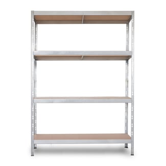 Schwerlastregal RIVET Budget 180x120x40cm, 4 HDF-Platten, verzinkt