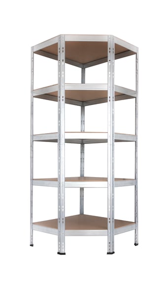 Eckregal Schwerlastregal RIVET Budget 180x70x70x40cm, 5 HDF-Platten, verzinkt